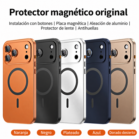 Forro metálico para iPhone con protección para la cámara