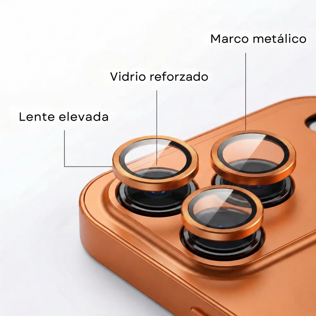 Forro metálico para iPhone con protección para la cámara